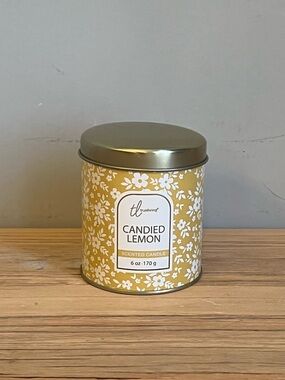 Trueliving Candied Lemon Scented Candle - Yellow Floral Tin